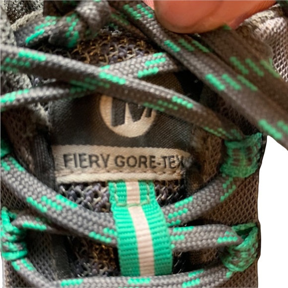 MERRELL Fiery Gore Tex Trail Running Shoes / Sneakers in Gray & Green 8 - Picture 5 of 13